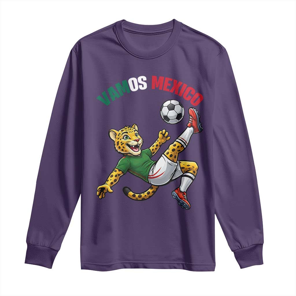 Vamos Mexico Fierce Leopard Soccer 2026 Long Sleeve Shirt Mexican Fan Gift