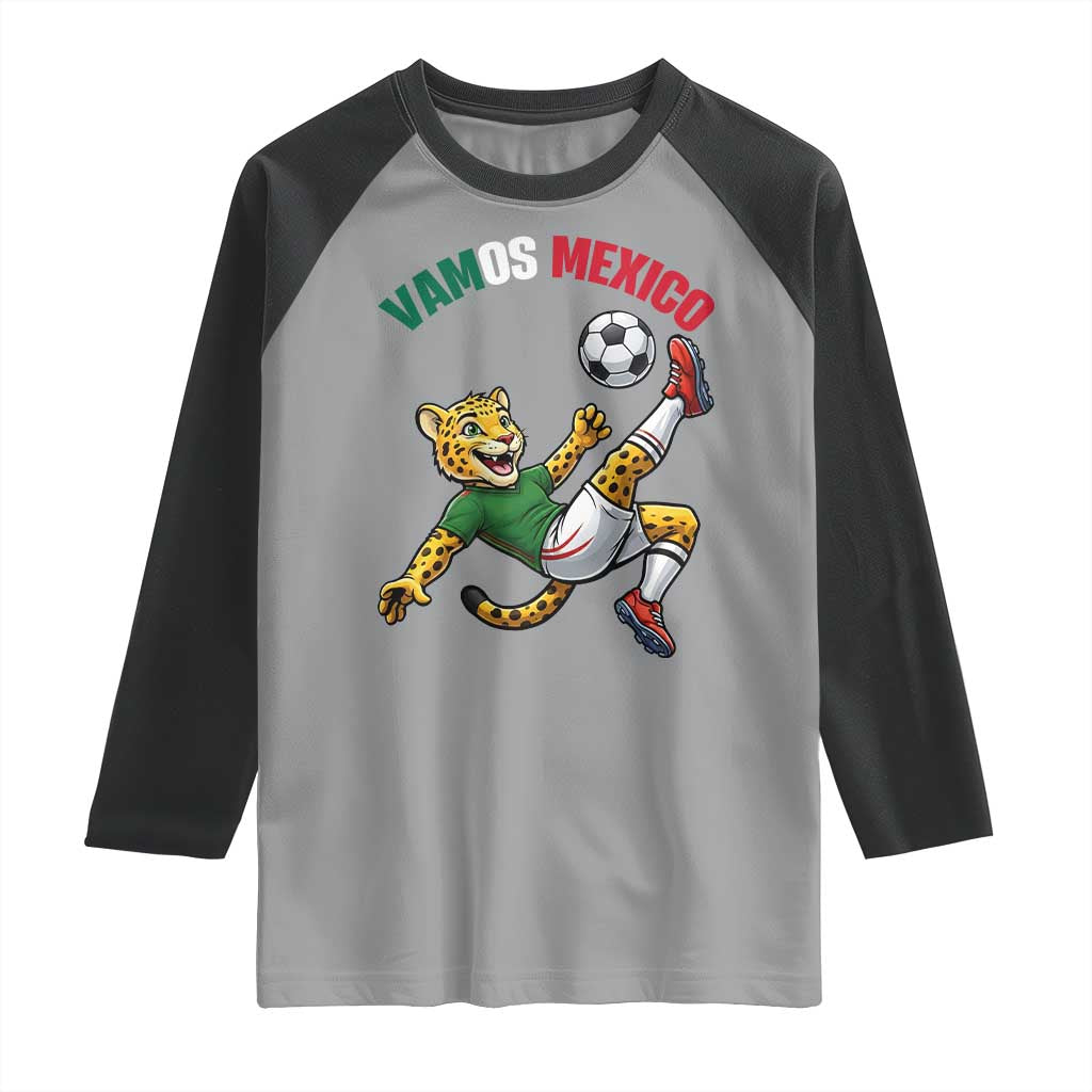 Vamos Mexico Fierce Leopard Soccer 2026 Raglan Shirt Mexican Fan Gift