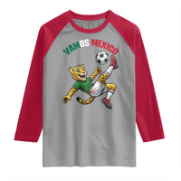 Vamos Mexico Fierce Leopard Soccer 2026 Raglan Shirt Mexican Fan Gift