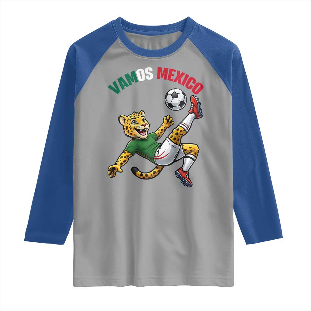 Vamos Mexico Fierce Leopard Soccer 2026 Raglan Shirt Mexican Fan Gift