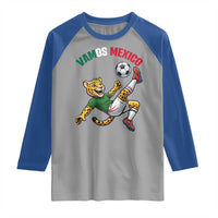 Vamos Mexico Fierce Leopard Soccer 2026 Raglan Shirt Mexican Fan Gift