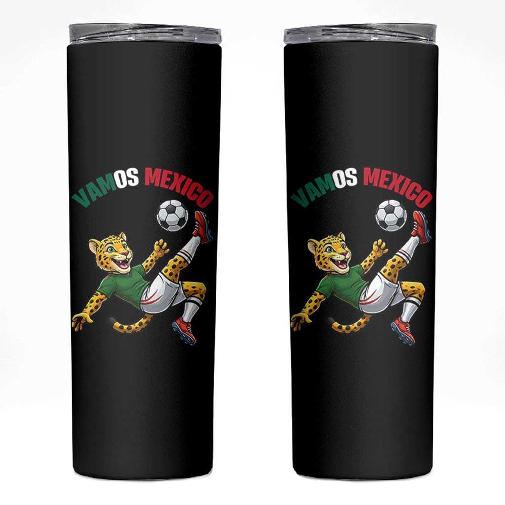 Vamos Mexico Fierce Leopard Soccer 2026 Skinny Tumbler Mexican Fan Gift