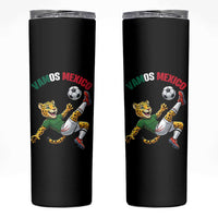 Vamos Mexico Fierce Leopard Soccer 2026 Skinny Tumbler Mexican Fan Gift