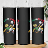 Vamos Mexico Fierce Leopard Soccer 2026 Skinny Tumbler Mexican Fan Gift