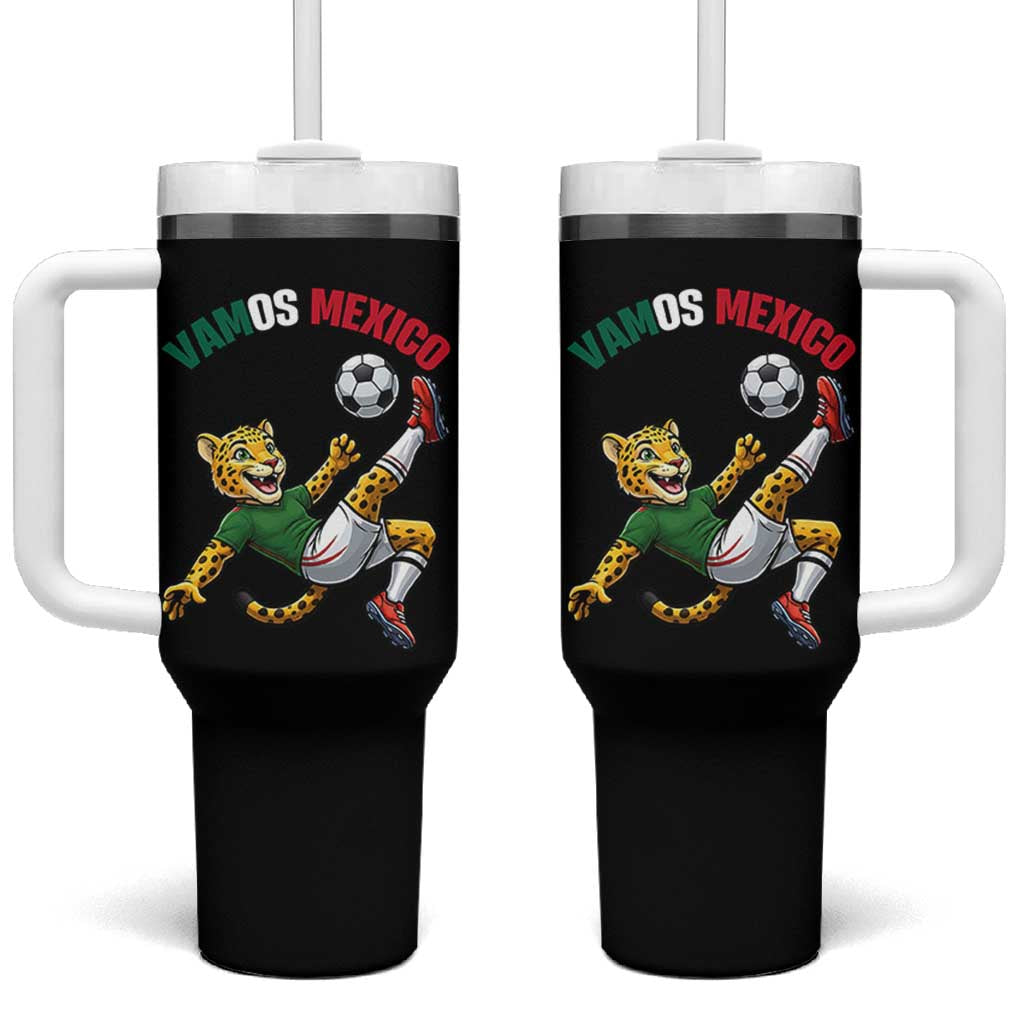 Vamos Mexico Fierce Leopard Soccer 2026 Tumbler With Handle Mexican Fan Gift