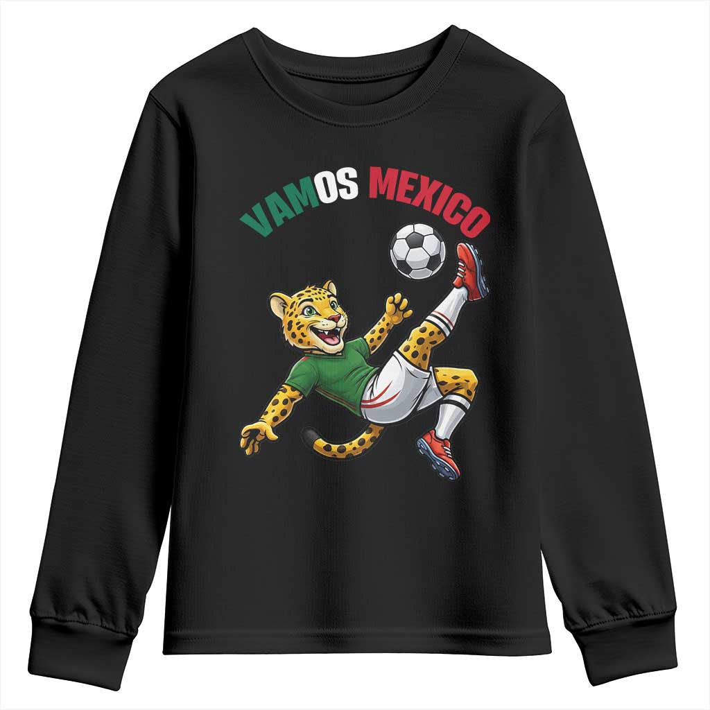 Vamos Mexico Fierce Leopard Soccer 2026 Youth Sweatshirt Mexican Fan Gift