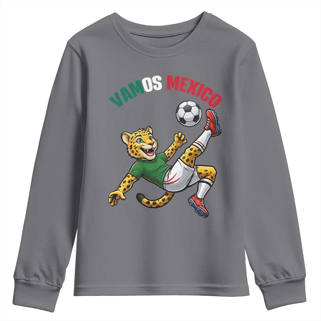 Vamos Mexico Fierce Leopard Soccer 2026 Youth Sweatshirt Mexican Fan Gift