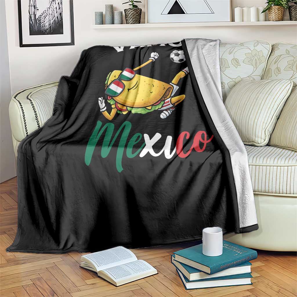 Vamos Mexico Taco Playing Soccer Throw Blanket Mexican Fan Gift