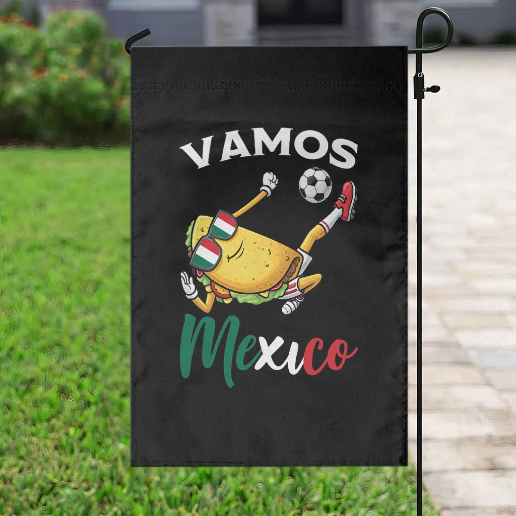 Vamos Mexico Taco Playing Soccer Garden Flag Mexican Fan Gift