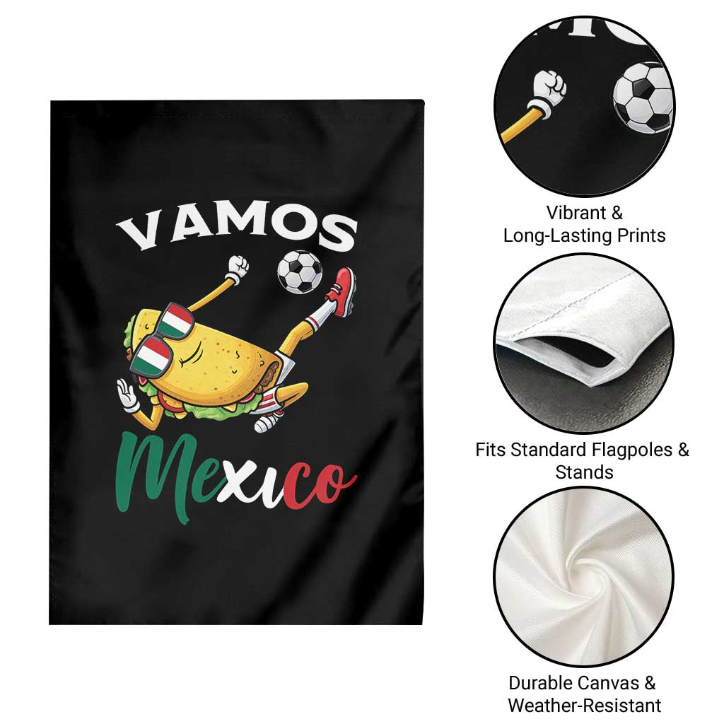 Vamos Mexico Taco Playing Soccer Garden Flag Mexican Fan Gift