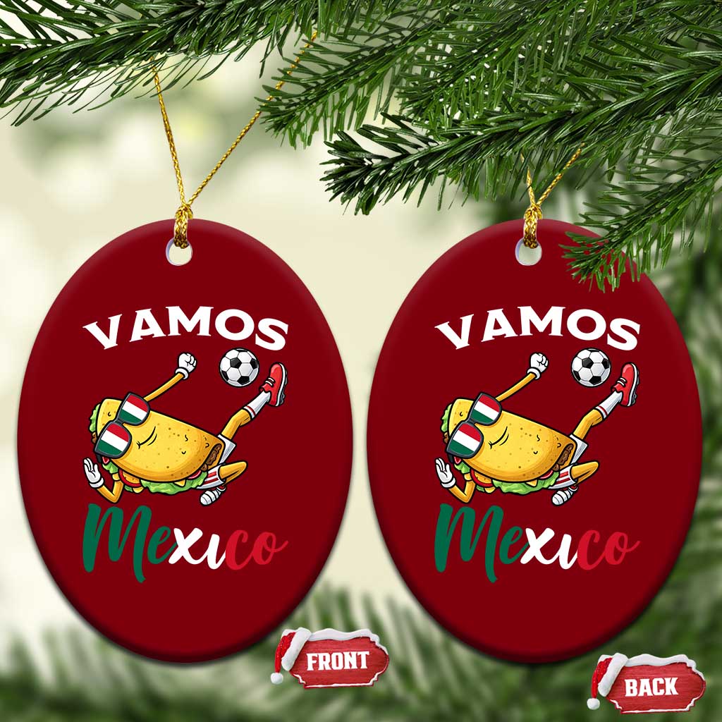 Vamos Mexico Taco Playing Soccer Ceramic Ornament Mexican Fan Gift