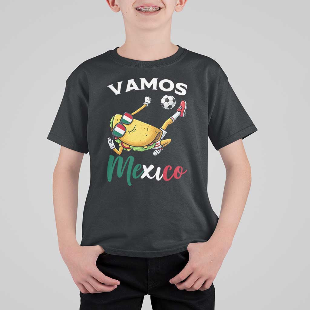 Vamos Mexico Taco Playing Soccer T Shirt For Kid Mexican Fan Gift