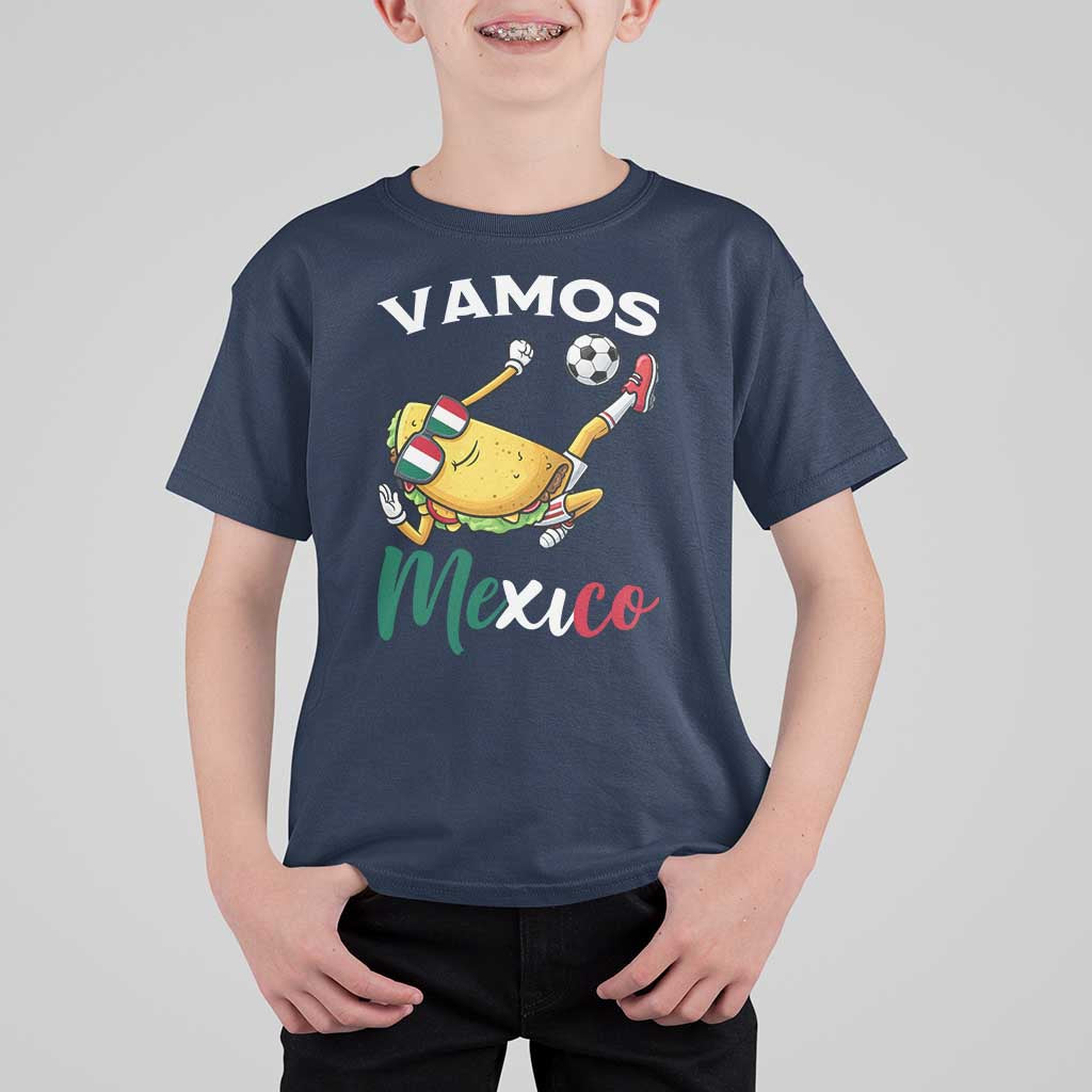 Vamos Mexico Taco Playing Soccer T Shirt For Kid Mexican Fan Gift