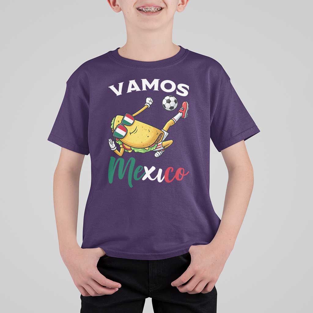 Vamos Mexico Taco Playing Soccer T Shirt For Kid Mexican Fan Gift