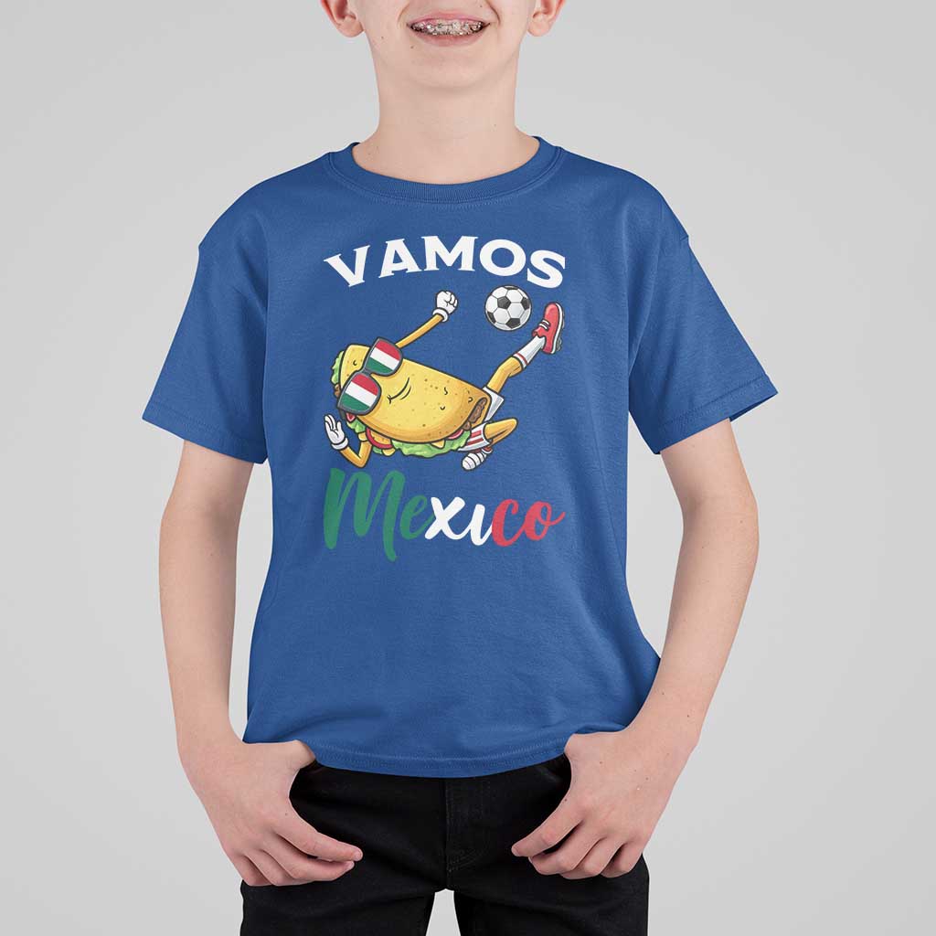 Vamos Mexico Taco Playing Soccer T Shirt For Kid Mexican Fan Gift
