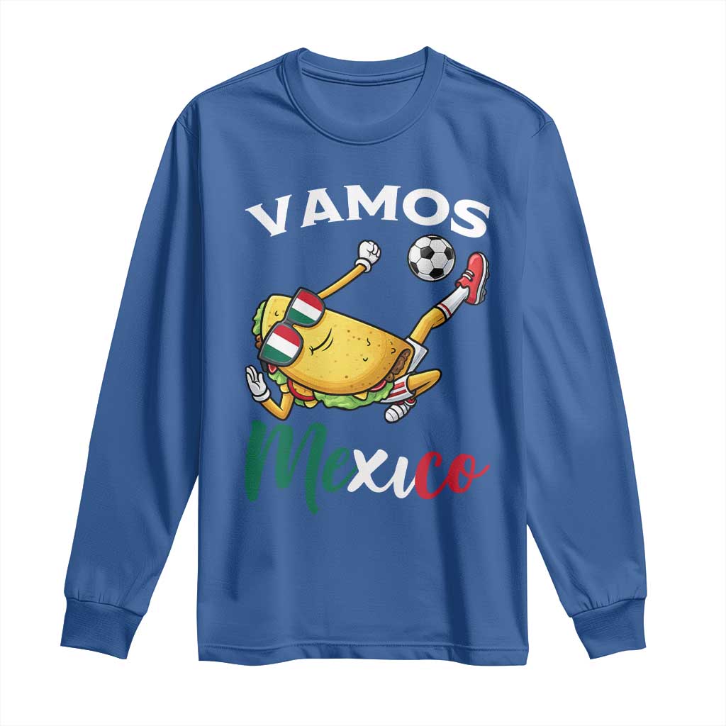 Vamos Mexico Taco Playing Soccer Long Sleeve Shirt Mexican Fan Gift