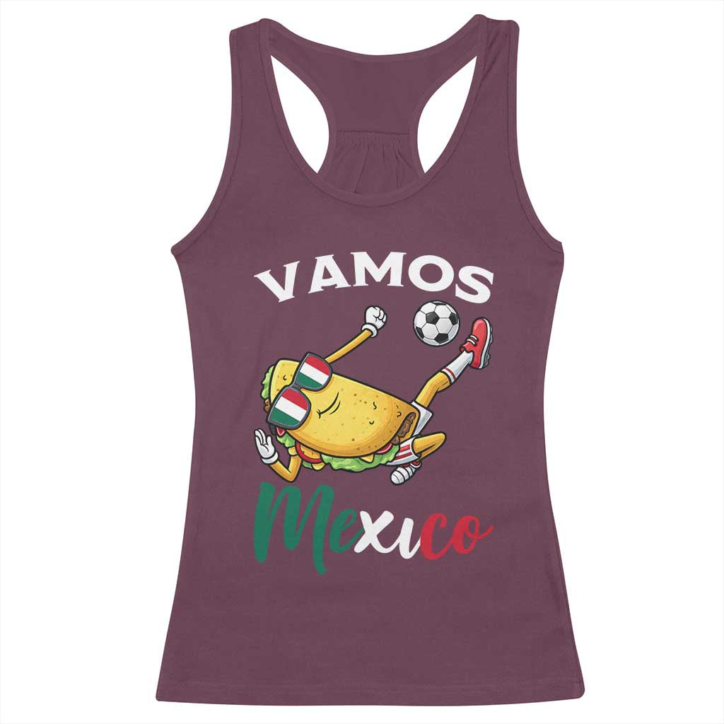 Vamos Mexico Taco Playing Soccer Racerback Tank Top Mexican Fan Gift