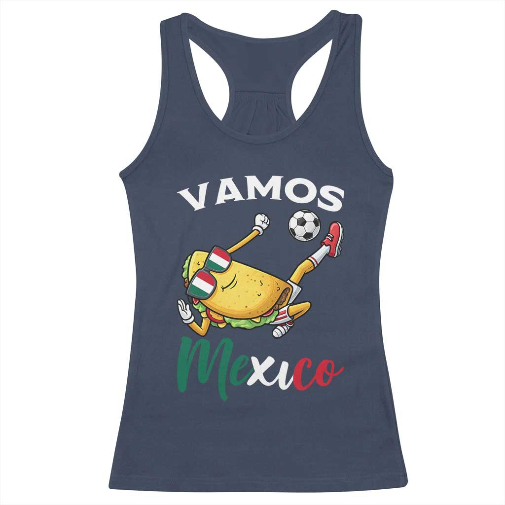 Vamos Mexico Taco Playing Soccer Racerback Tank Top Mexican Fan Gift