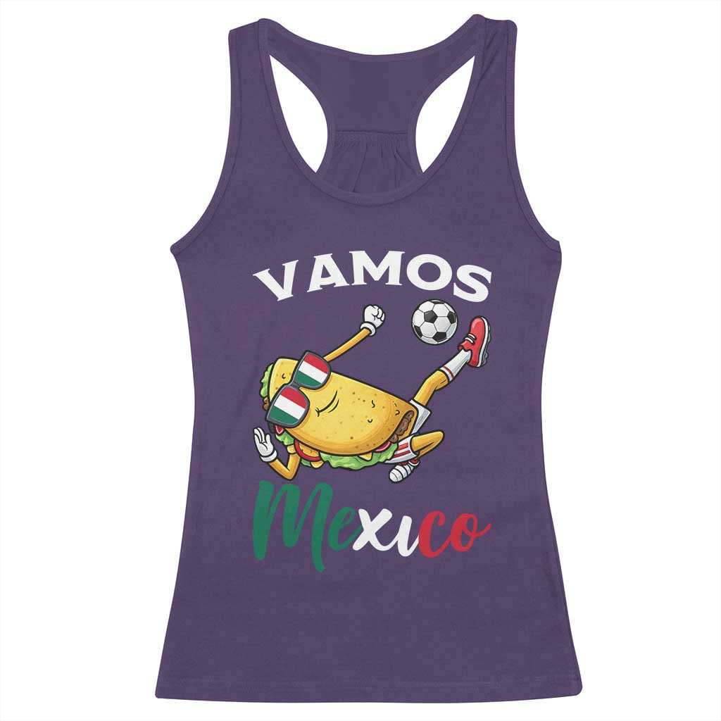 Vamos Mexico Taco Playing Soccer Racerback Tank Top Mexican Fan Gift