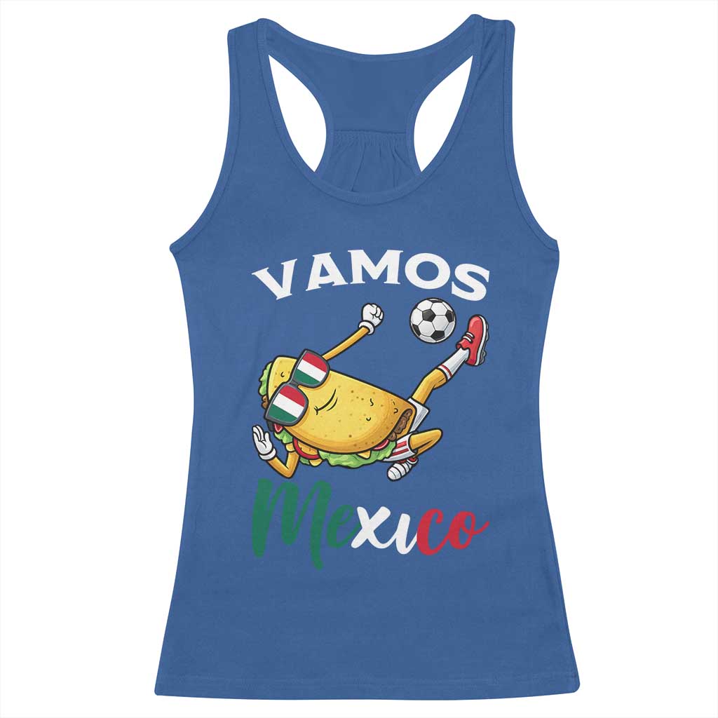 Vamos Mexico Taco Playing Soccer Racerback Tank Top Mexican Fan Gift