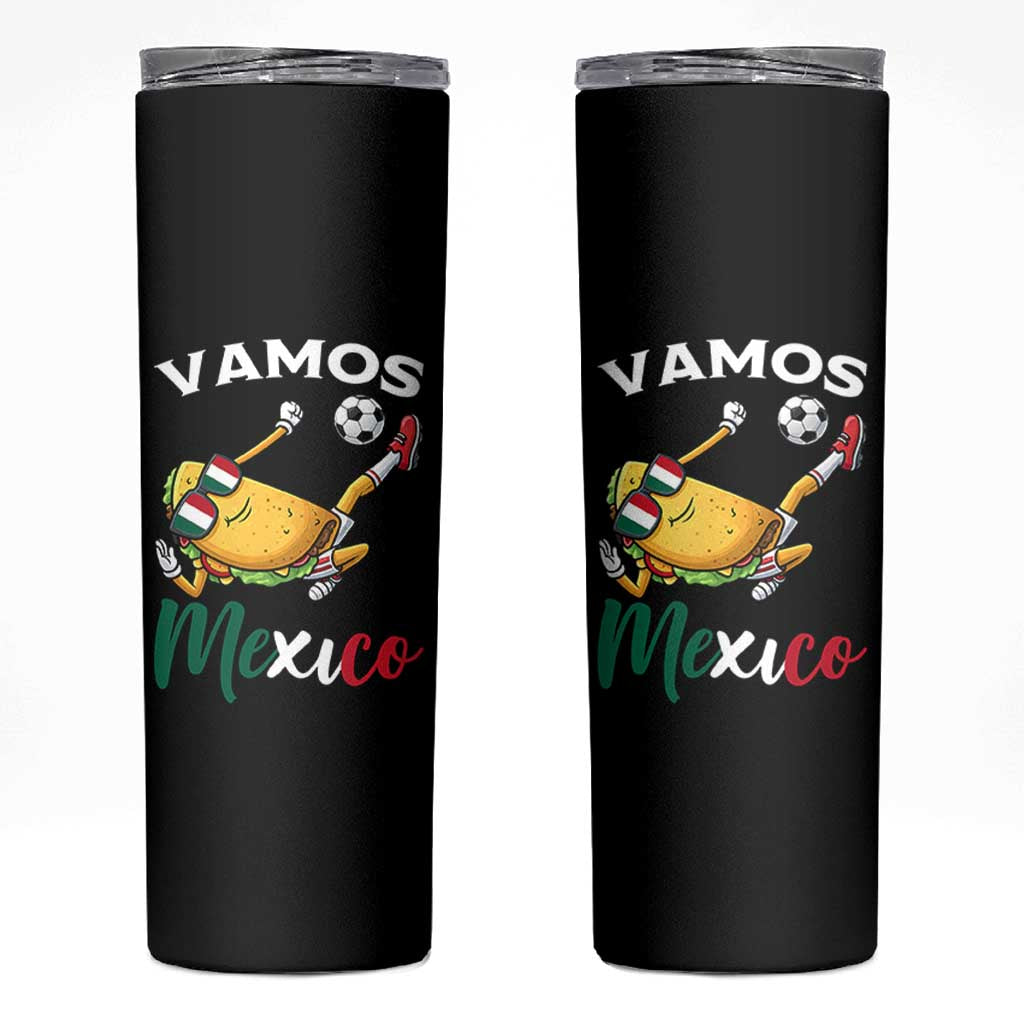 Vamos Mexico Taco Playing Soccer Skinny Tumbler Mexican Fan Gift