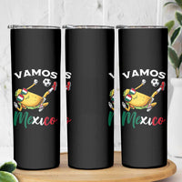 Vamos Mexico Taco Playing Soccer Skinny Tumbler Mexican Fan Gift