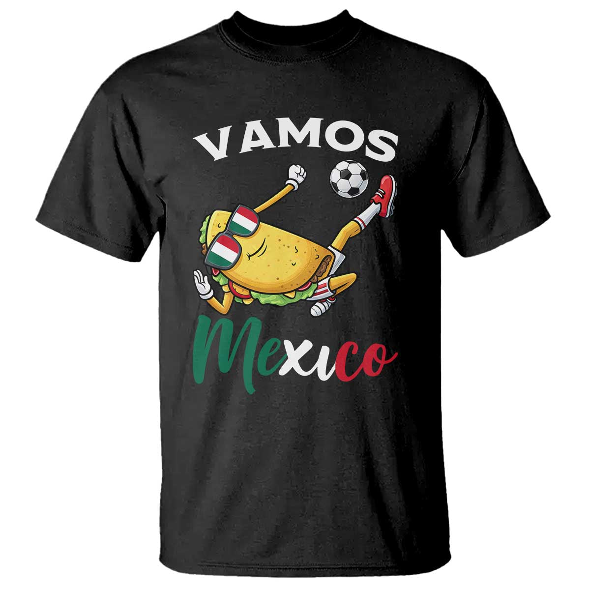 Vamos Mexico Taco Playing Soccer T Shirt Mexican Fan Gift
