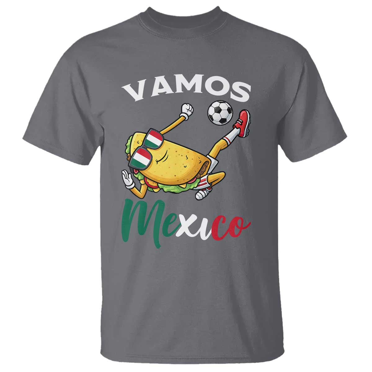 Vamos Mexico Taco Playing Soccer T Shirt Mexican Fan Gift