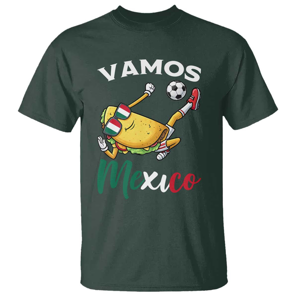 Vamos Mexico Taco Playing Soccer T Shirt Mexican Fan Gift