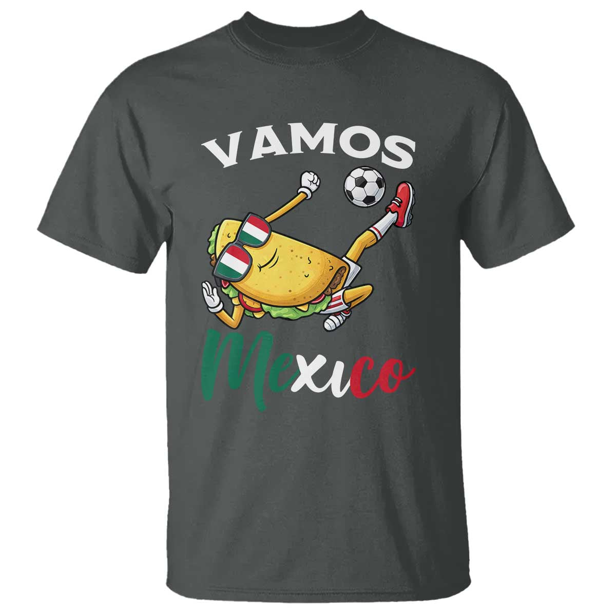 Vamos Mexico Taco Playing Soccer T Shirt Mexican Fan Gift