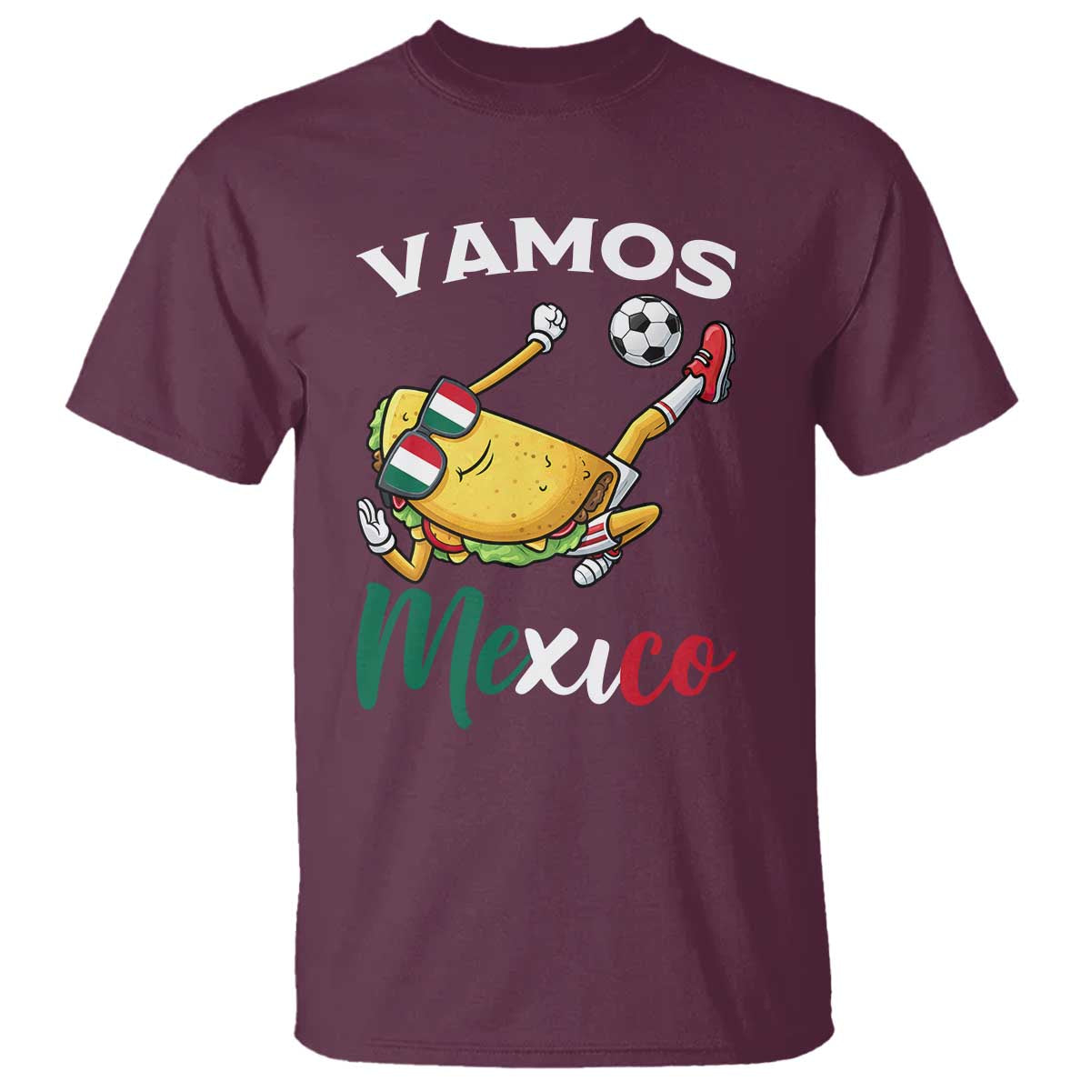 Vamos Mexico Taco Playing Soccer T Shirt Mexican Fan Gift