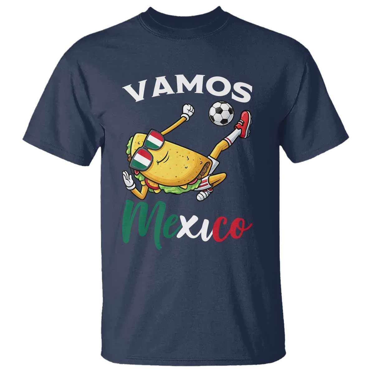 Vamos Mexico Taco Playing Soccer T Shirt Mexican Fan Gift