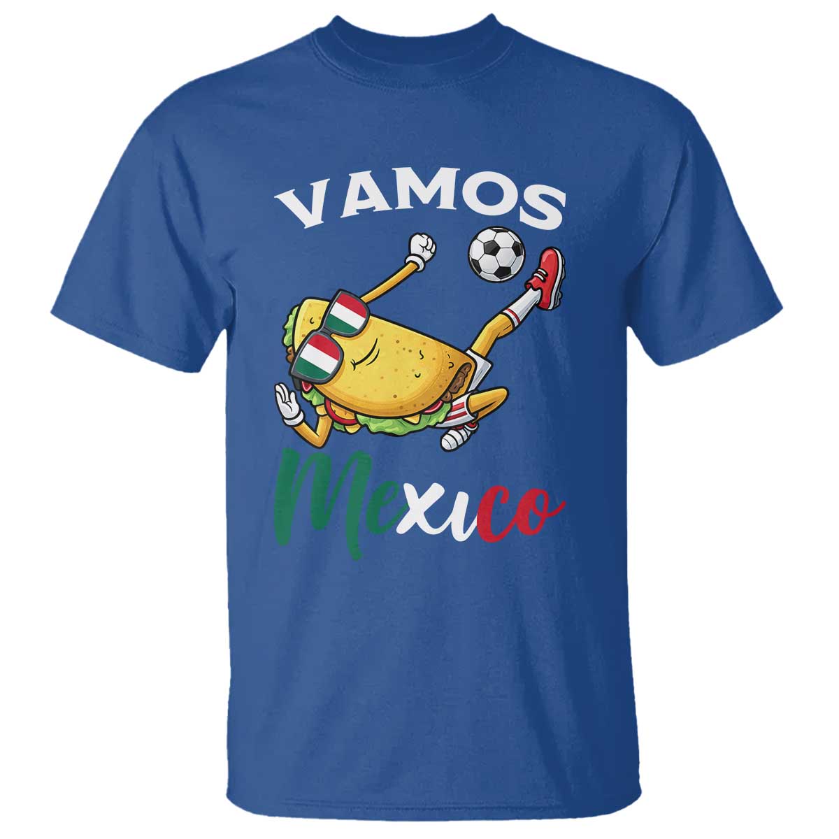Vamos Mexico Taco Playing Soccer T Shirt Mexican Fan Gift