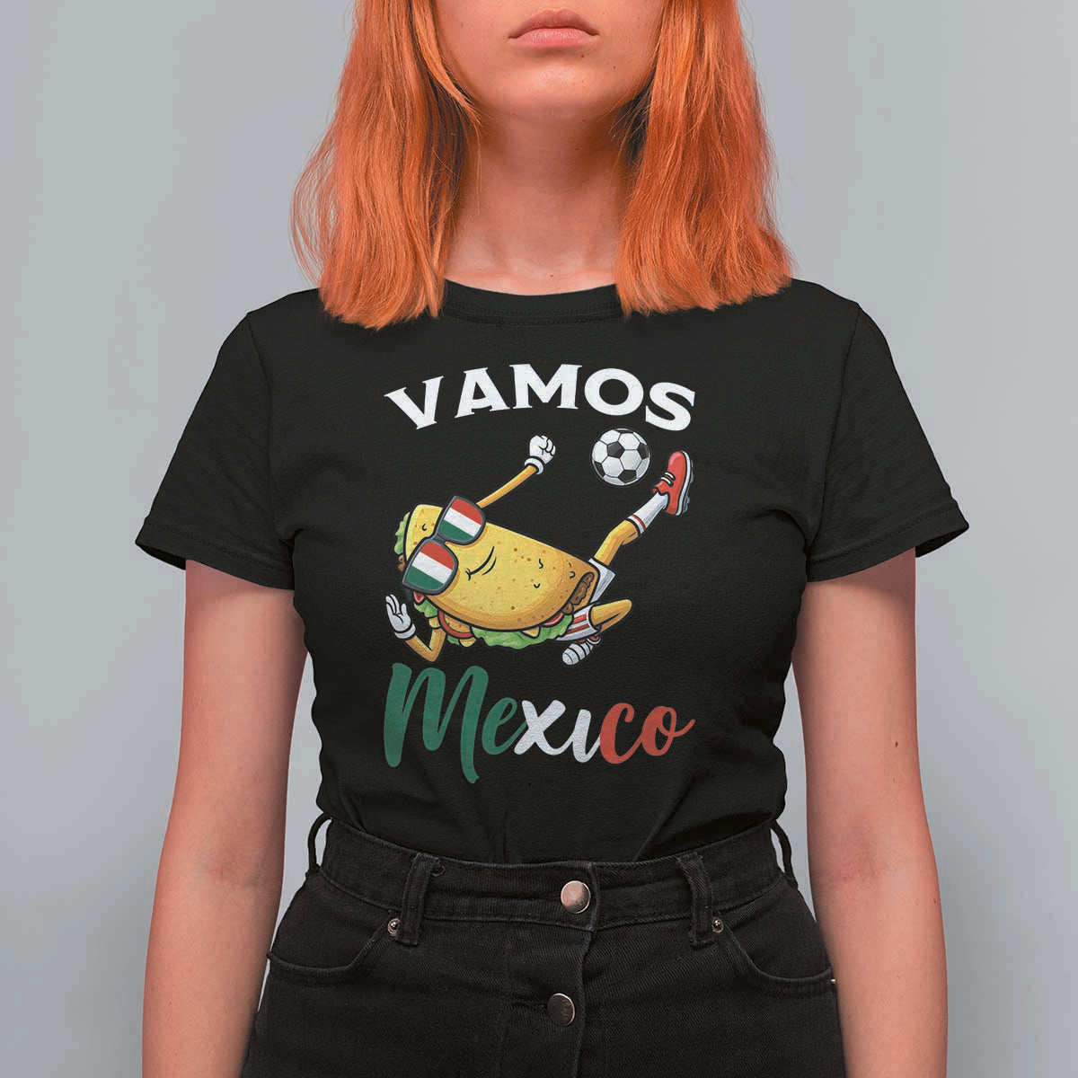 Vamos Mexico Taco Playing Soccer T Shirt For Women Mexican Fan Gift