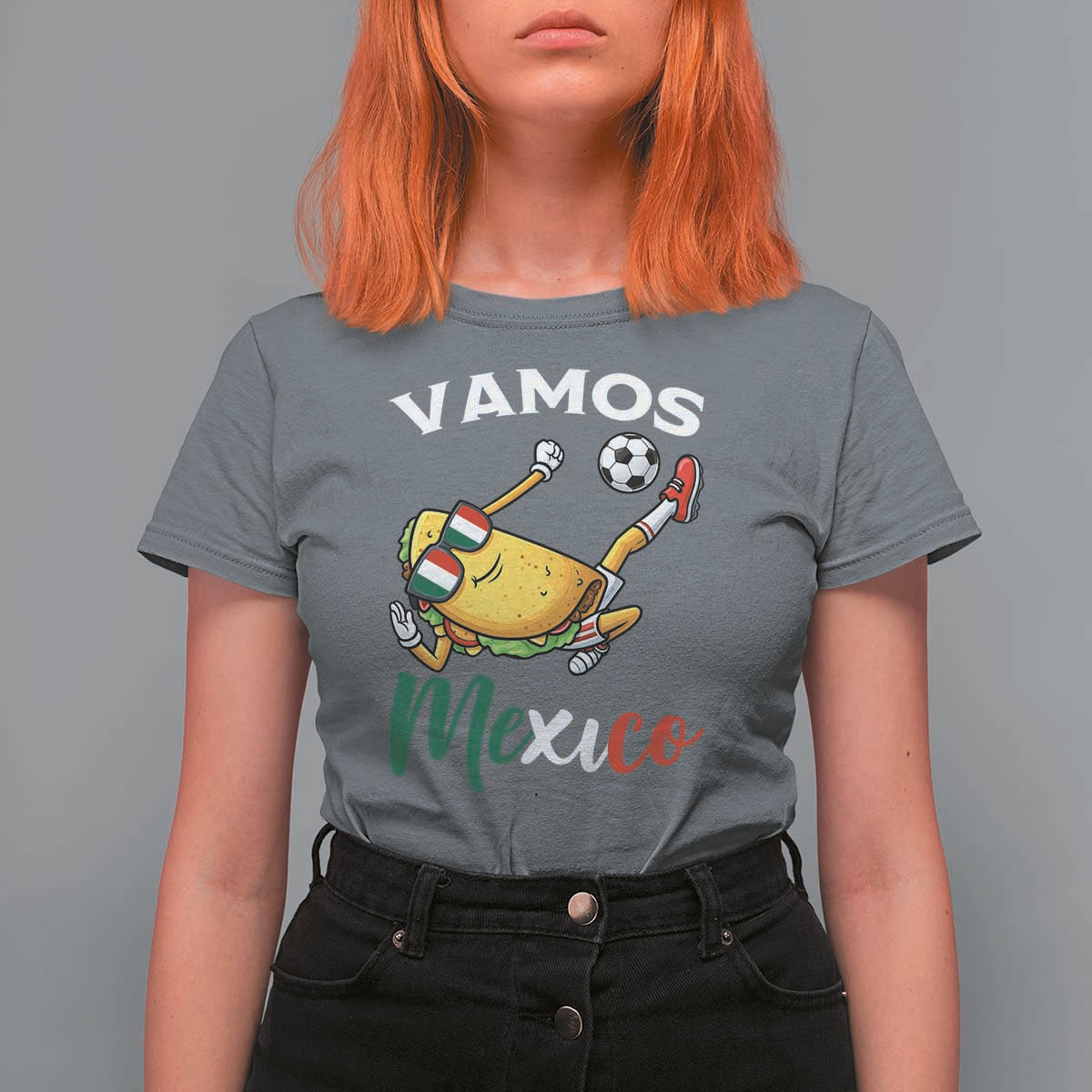Vamos Mexico Taco Playing Soccer T Shirt For Women Mexican Fan Gift