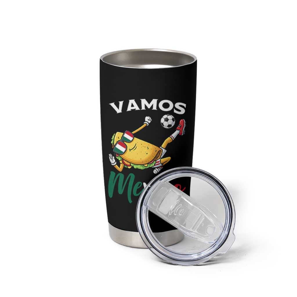 Vamos Mexico Taco Playing Soccer Tumbler Cup Mexican Fan Gift