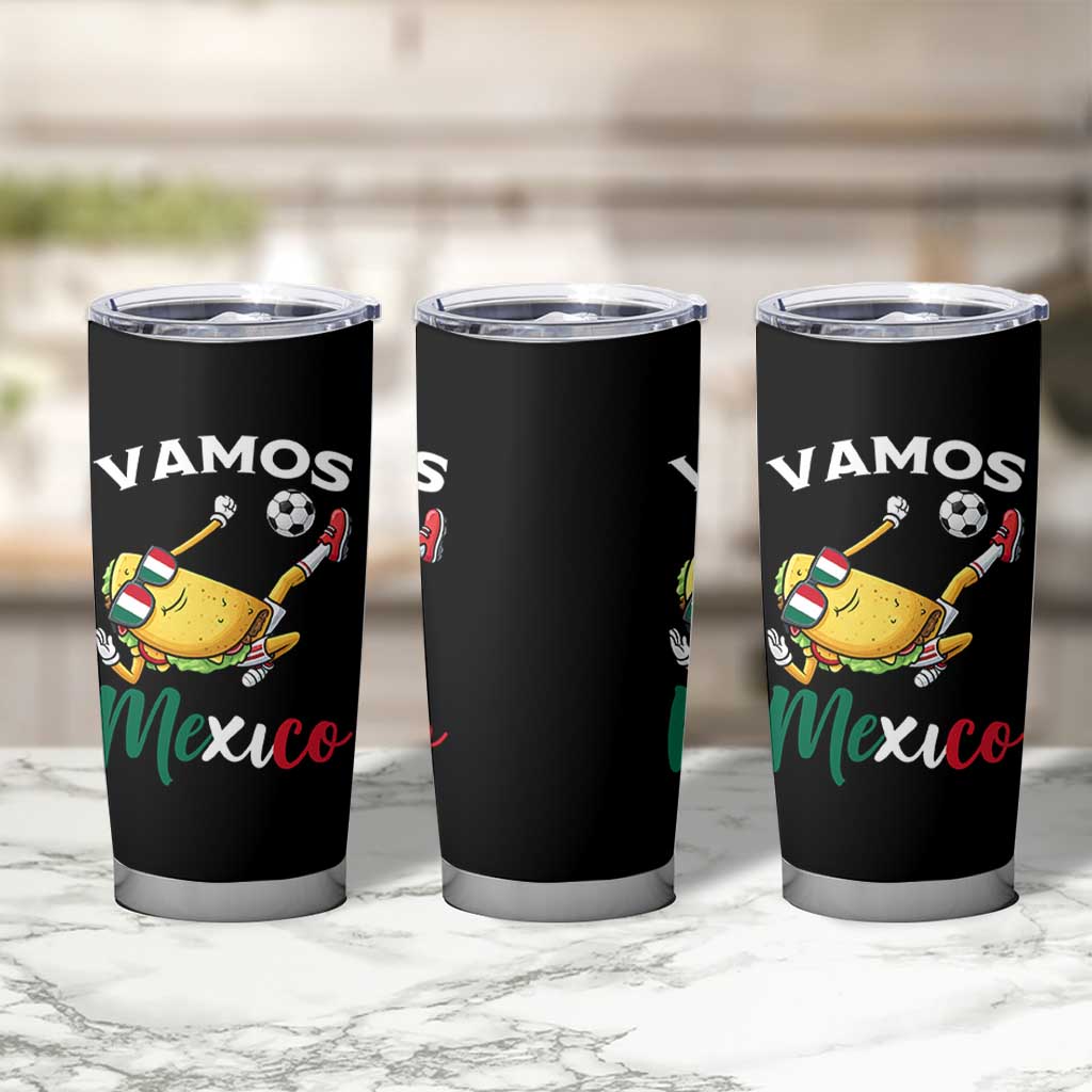 Vamos Mexico Taco Playing Soccer Tumbler Cup Mexican Fan Gift