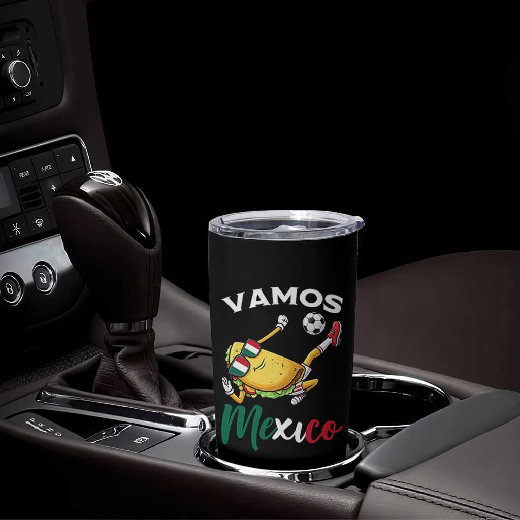 Vamos Mexico Taco Playing Soccer Tumbler Cup Mexican Fan Gift