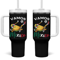 Vamos Mexico Taco Playing Soccer Tumbler With Handle Mexican Fan Gift