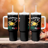 Vamos Mexico Taco Playing Soccer Tumbler With Handle Mexican Fan Gift