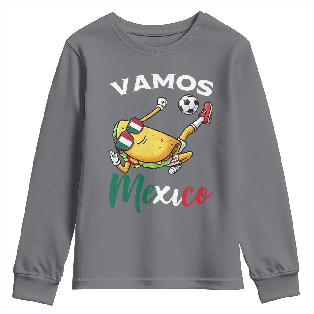 Vamos Mexico Taco Playing Soccer Youth Sweatshirt Mexican Fan Gift