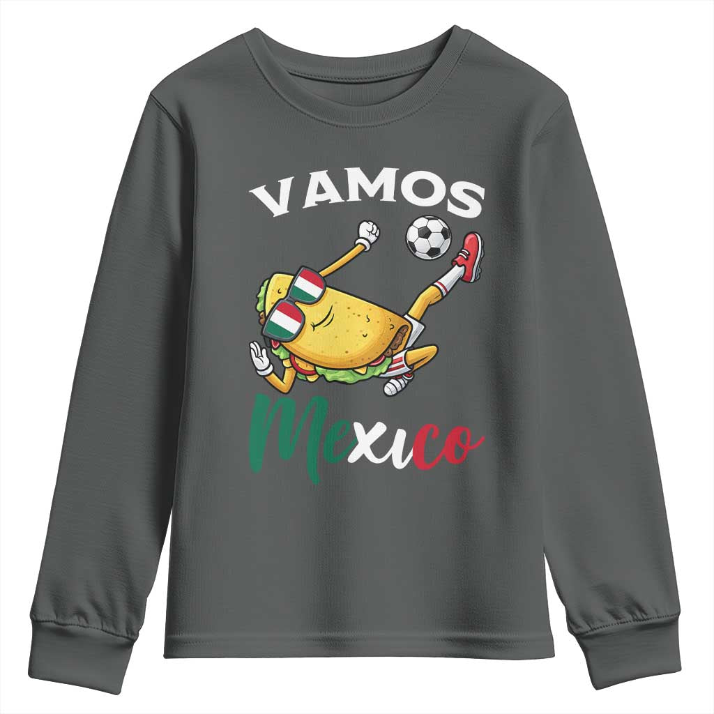 Vamos Mexico Taco Playing Soccer Youth Sweatshirt Mexican Fan Gift