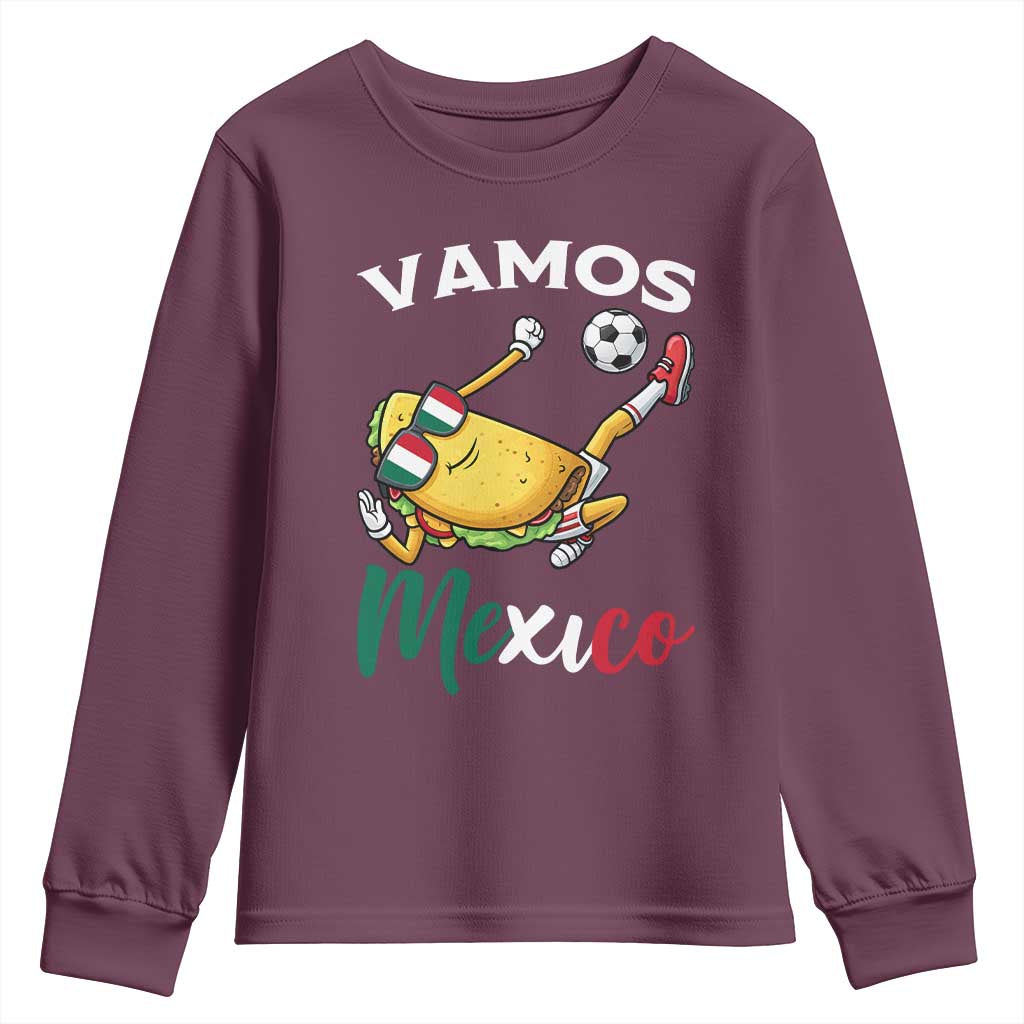 Vamos Mexico Taco Playing Soccer Youth Sweatshirt Mexican Fan Gift