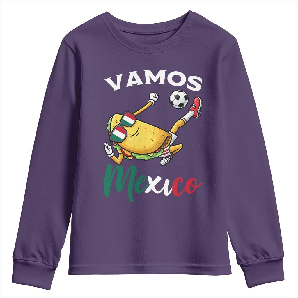 Vamos Mexico Taco Playing Soccer Youth Sweatshirt Mexican Fan Gift