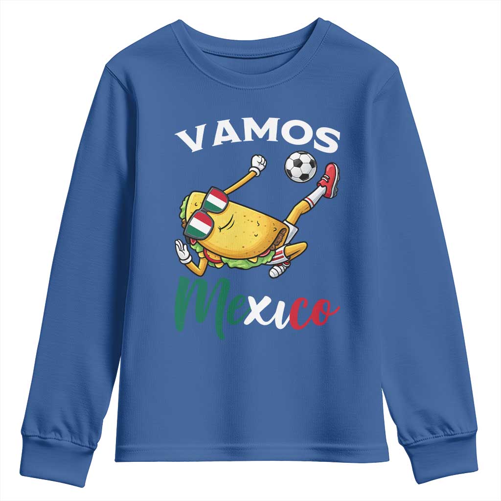 Vamos Mexico Taco Playing Soccer Youth Sweatshirt Mexican Fan Gift