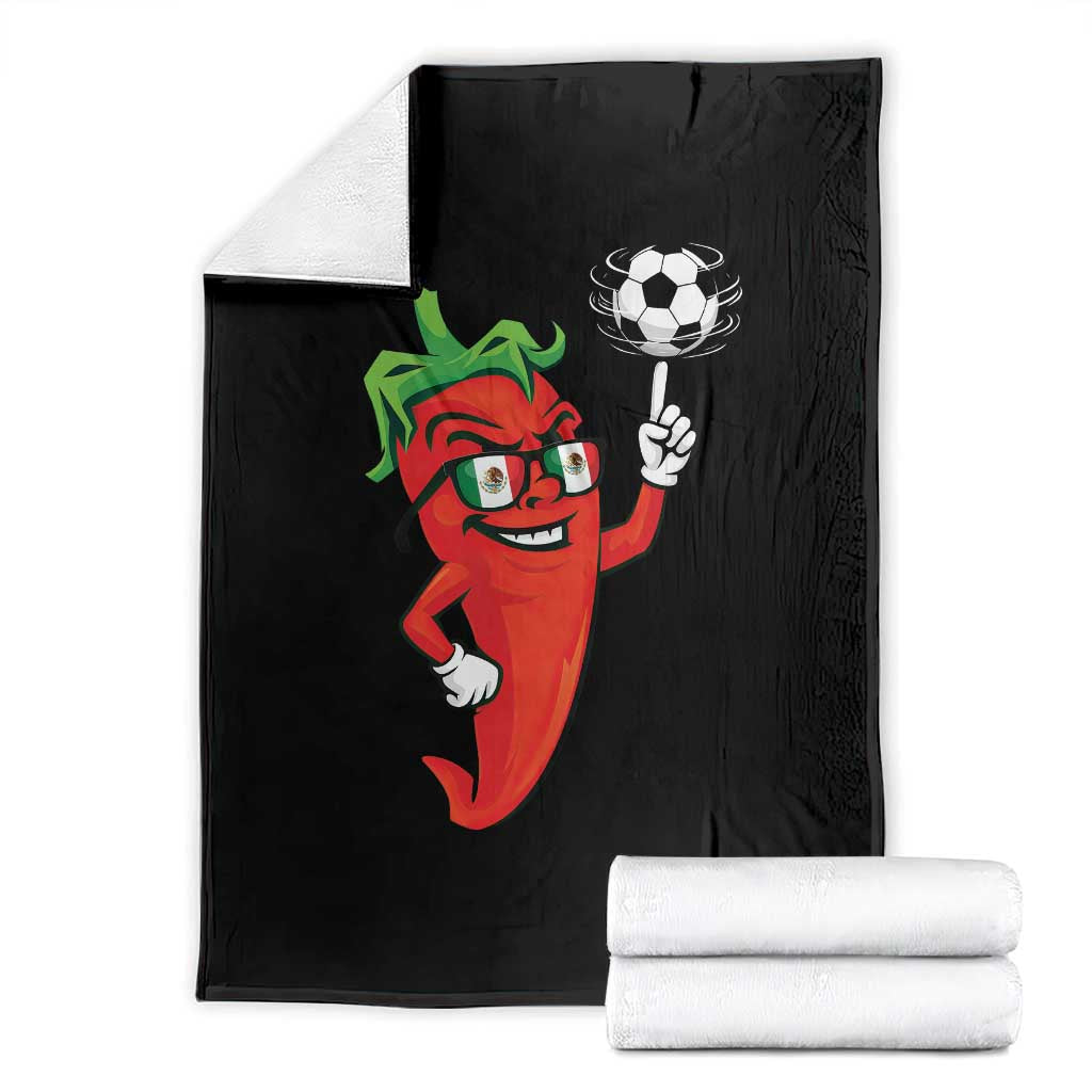 Cool Chili Pepper Soccer Player Throw Blanket Mexican Spicy Food Lover