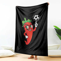 Cool Chili Pepper Soccer Player Throw Blanket Mexican Spicy Food Lover
