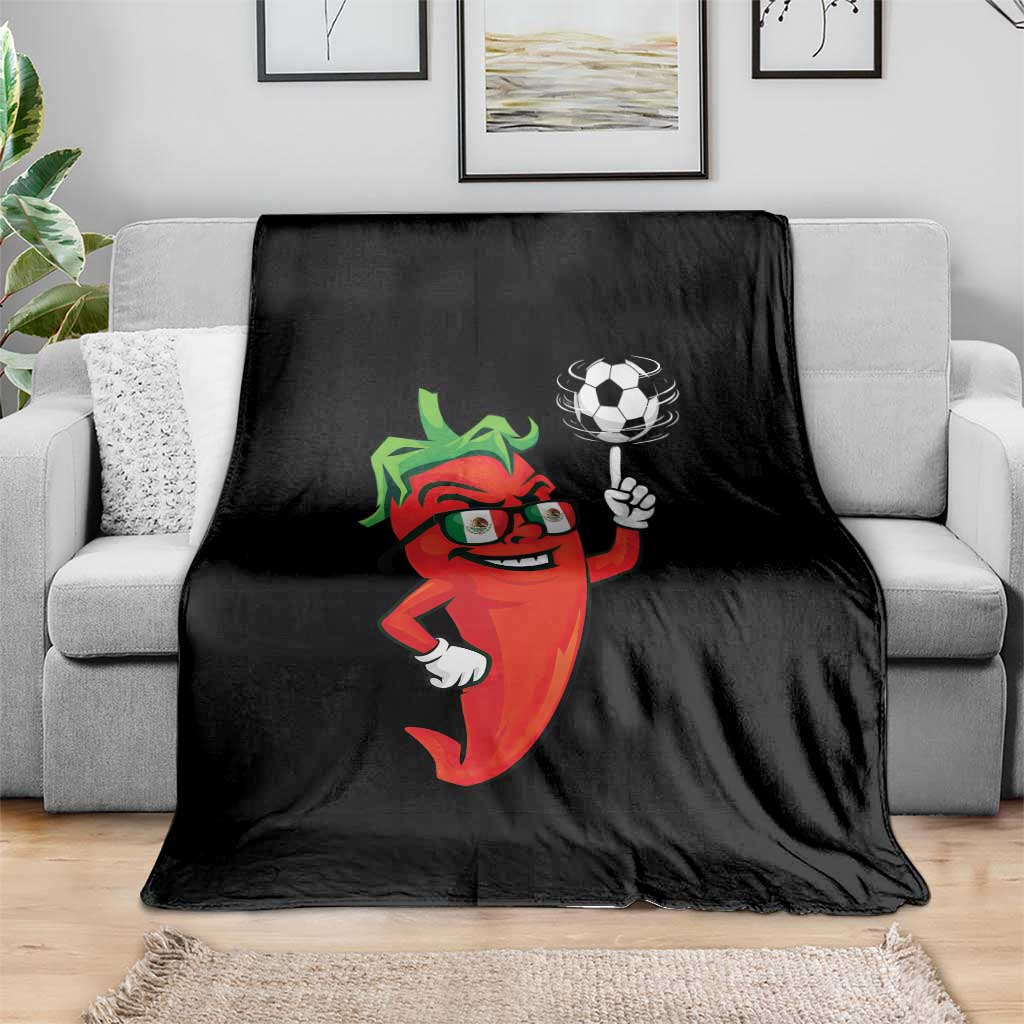 Cool Chili Pepper Soccer Player Throw Blanket Mexican Spicy Food Lover
