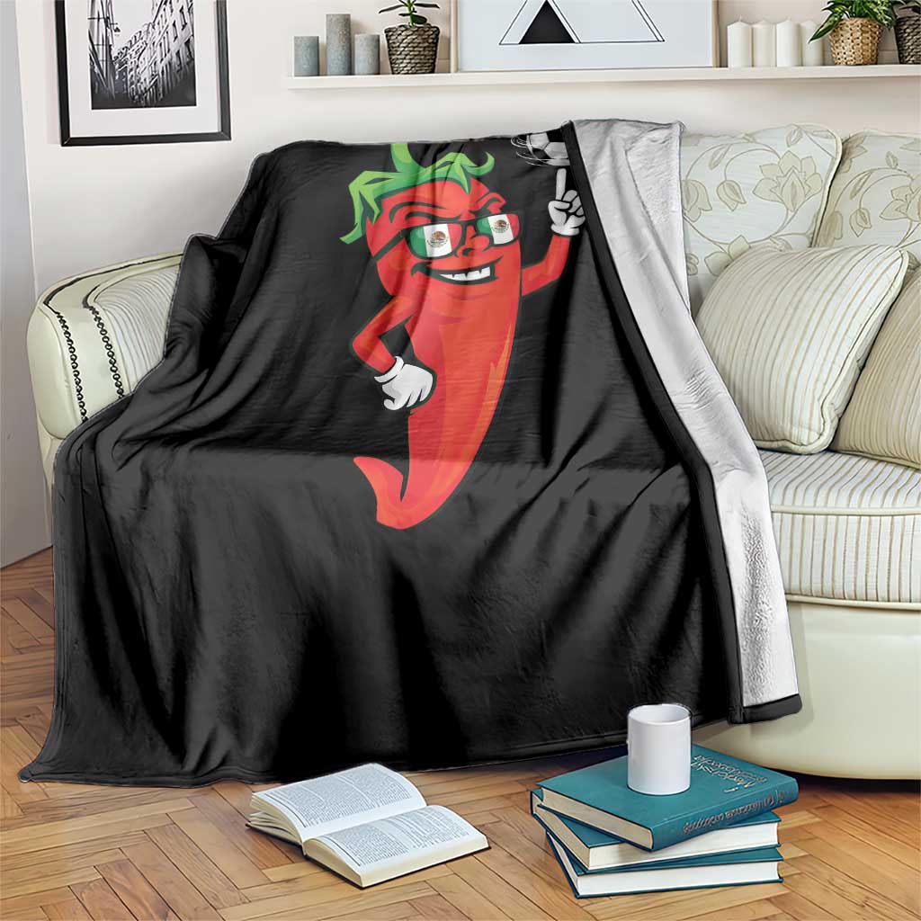 Cool Chili Pepper Soccer Player Throw Blanket Mexican Spicy Food Lover