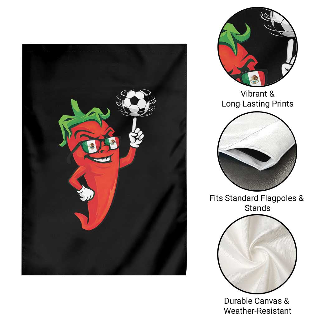 Cool Chili Pepper Soccer Player Garden Flag Mexican Spicy Food Lover